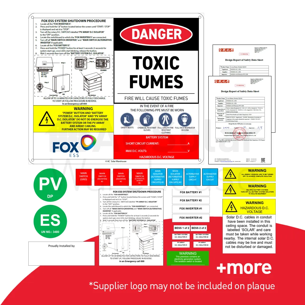 Fox Ess Pro Plaque Label Kit | SKU: ACSW-LABEL-FOXESS-HYBRID-PRO
